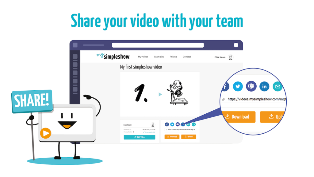 Share your video with your team using the functionalities of the simpleshow video maker 