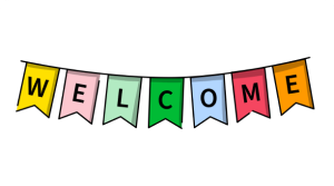 A colorful welcome banner