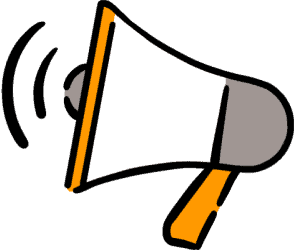 A white megaphone with orange elements signifying the lead generation process