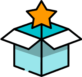 A golden star rising above an open box signifying a product update