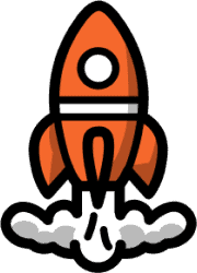 An orange rocket taking off signifying communicating project management topics