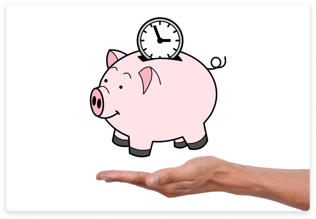 Piggy bank signifying the saving of time and resources when creating HR videos with simpleshow