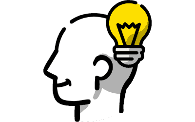 An illustration of a head with a light bulb on it symbolizing knowledge retention