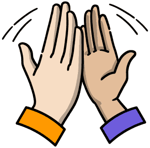Zwei Hände, die sich gegenseitig abklatschen, als Zeichen für ein erfolgreiches Unterfangen