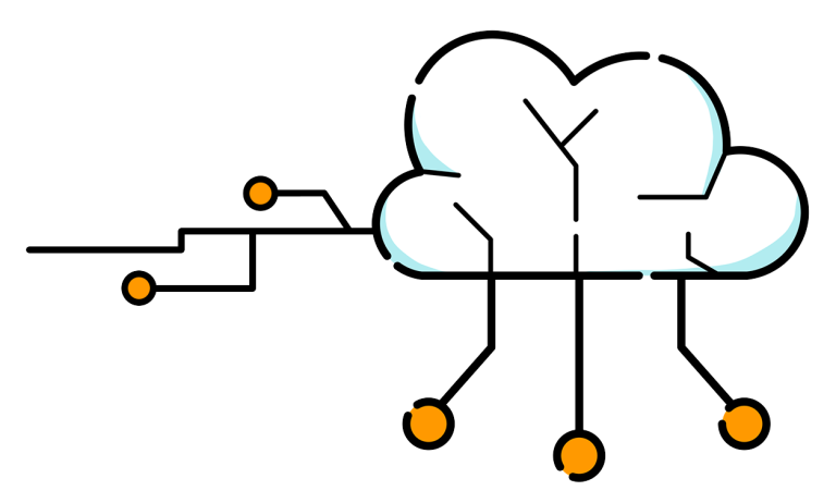 A cloud with connections depicting AI