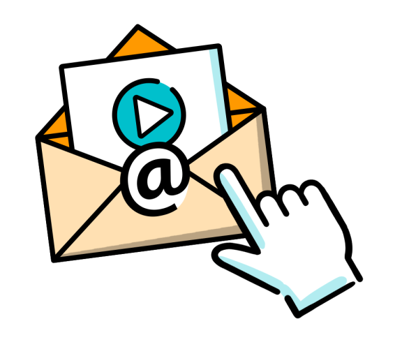 Kundenbindungsstrategie wird durch einen Cursor verdeutlicht, der auf eine Email klickt, die ein Video enthält.