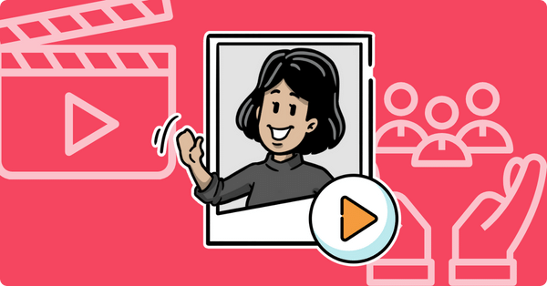 A woman smiling and waving out of a video frame.